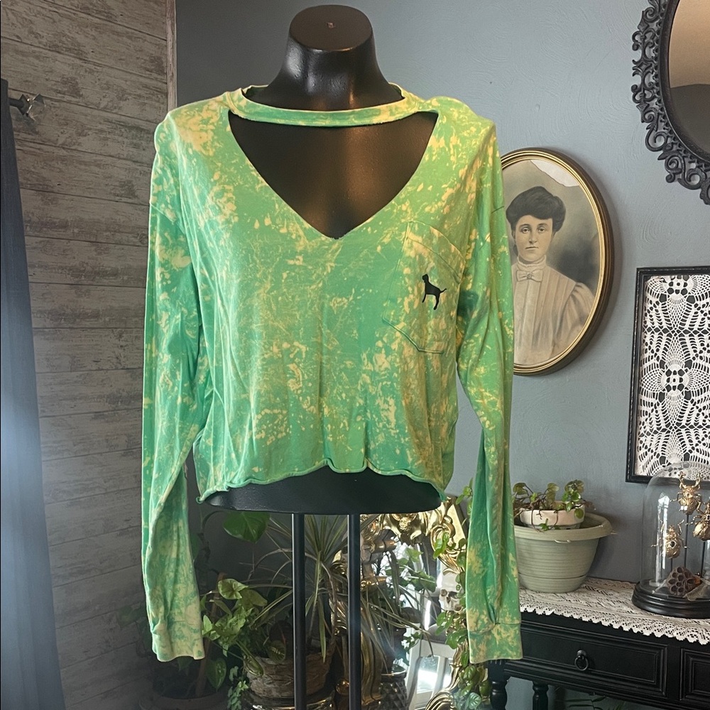 Victoria's Secret Green Tie-Dye Crop Top
